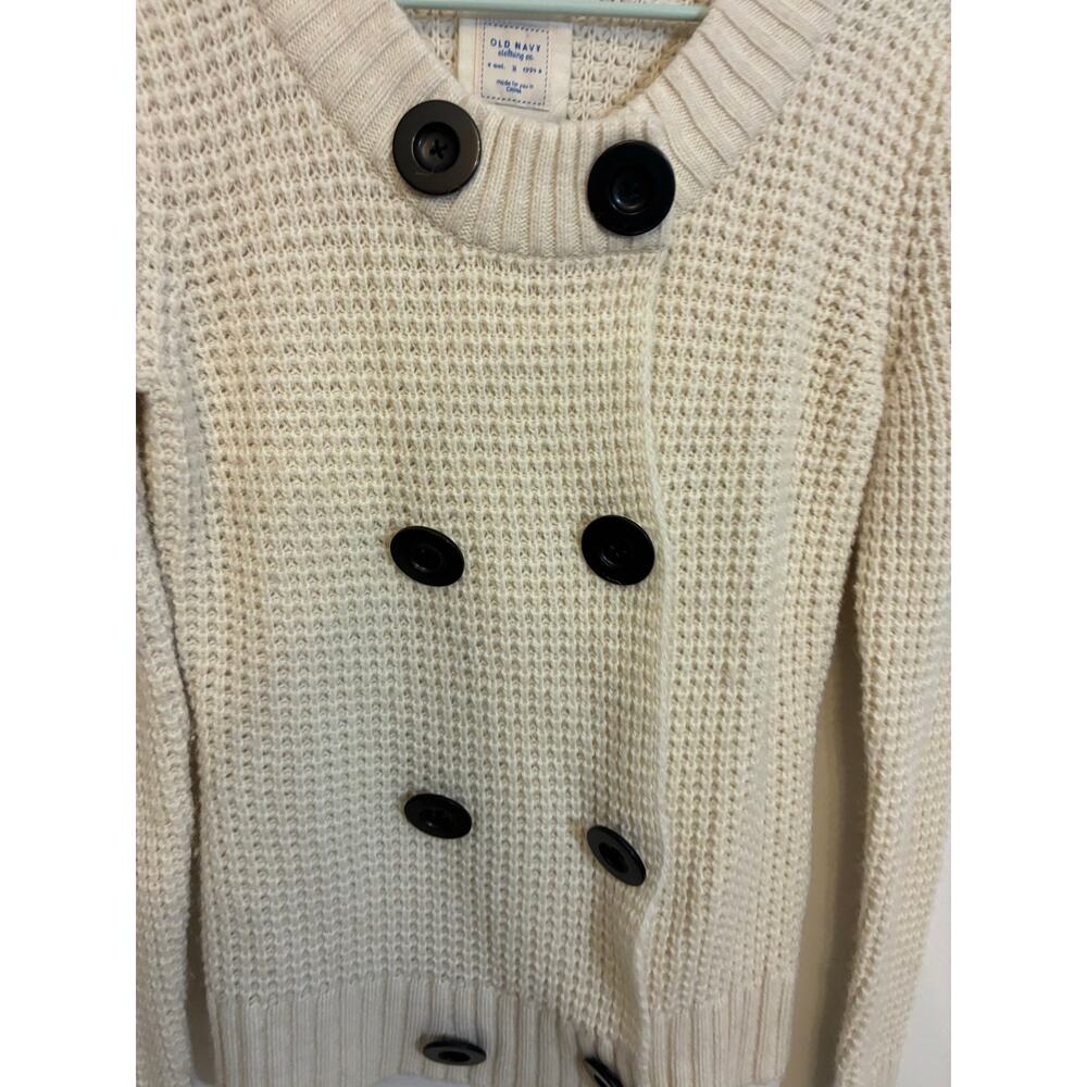 Old Navy Wool Blend Double Breasted Knit Cardigan Sweater Women's Medium Cream - Picture 3 of 6
